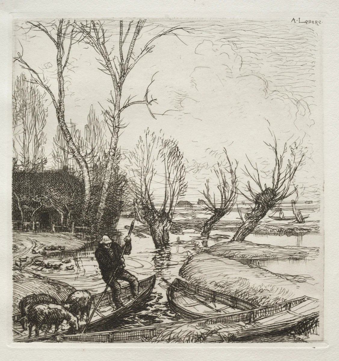 Au Marais Inondé: Le Bergère by Auguste Louis Lepère, print, 1870-1918