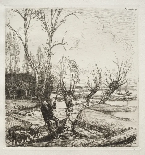 Au Marais Inondé: Le Bergère by Auguste Louis Lepère, print, 1870-1918