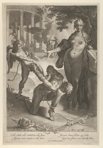 Venus and Cupid Bind Mercury by Lucas Kilian, print, 1597-1637