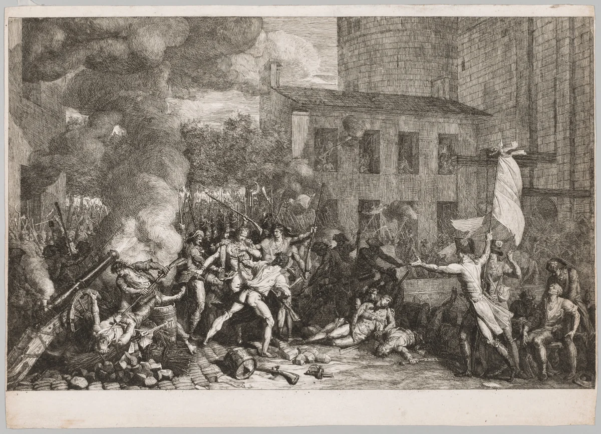 The Storming of the Bastille, July 14, 1789 by Charles Thévenin, print, 1790