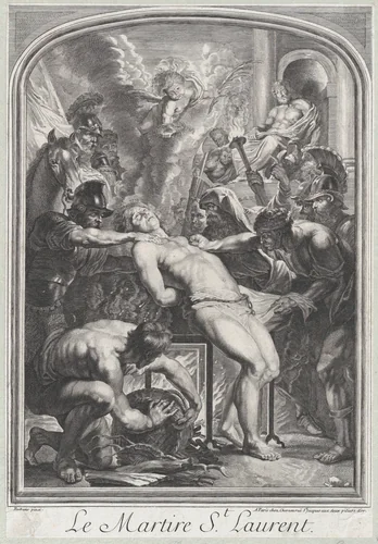 Saint Lawrence at the Stake by anonymous, print, 1695-1734