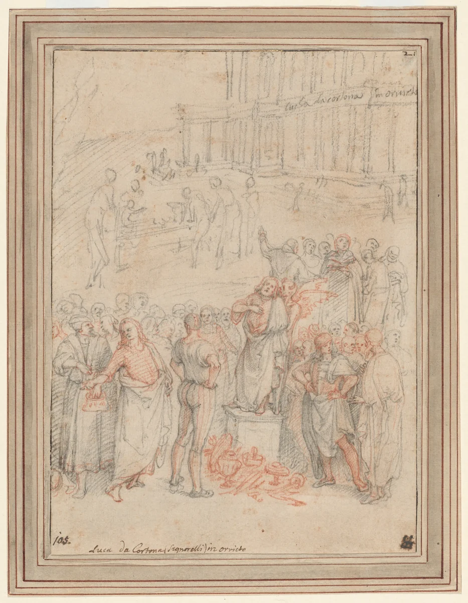 The Sermons and Deeds of the Antichrist by Federico Zuccaro; Luca Signorelli, drawing, 1570