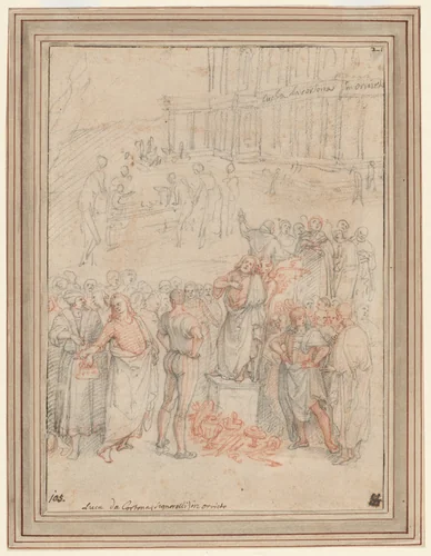The Sermons and Deeds of the Antichrist by Federico Zuccaro; Luca Signorelli, drawing, 1570