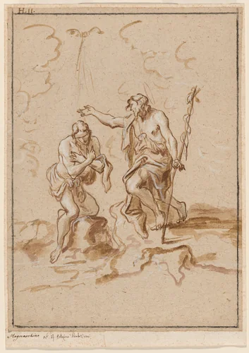 The Baptism of Christ by Alessandro Magnasco, drawing, 1720-1729