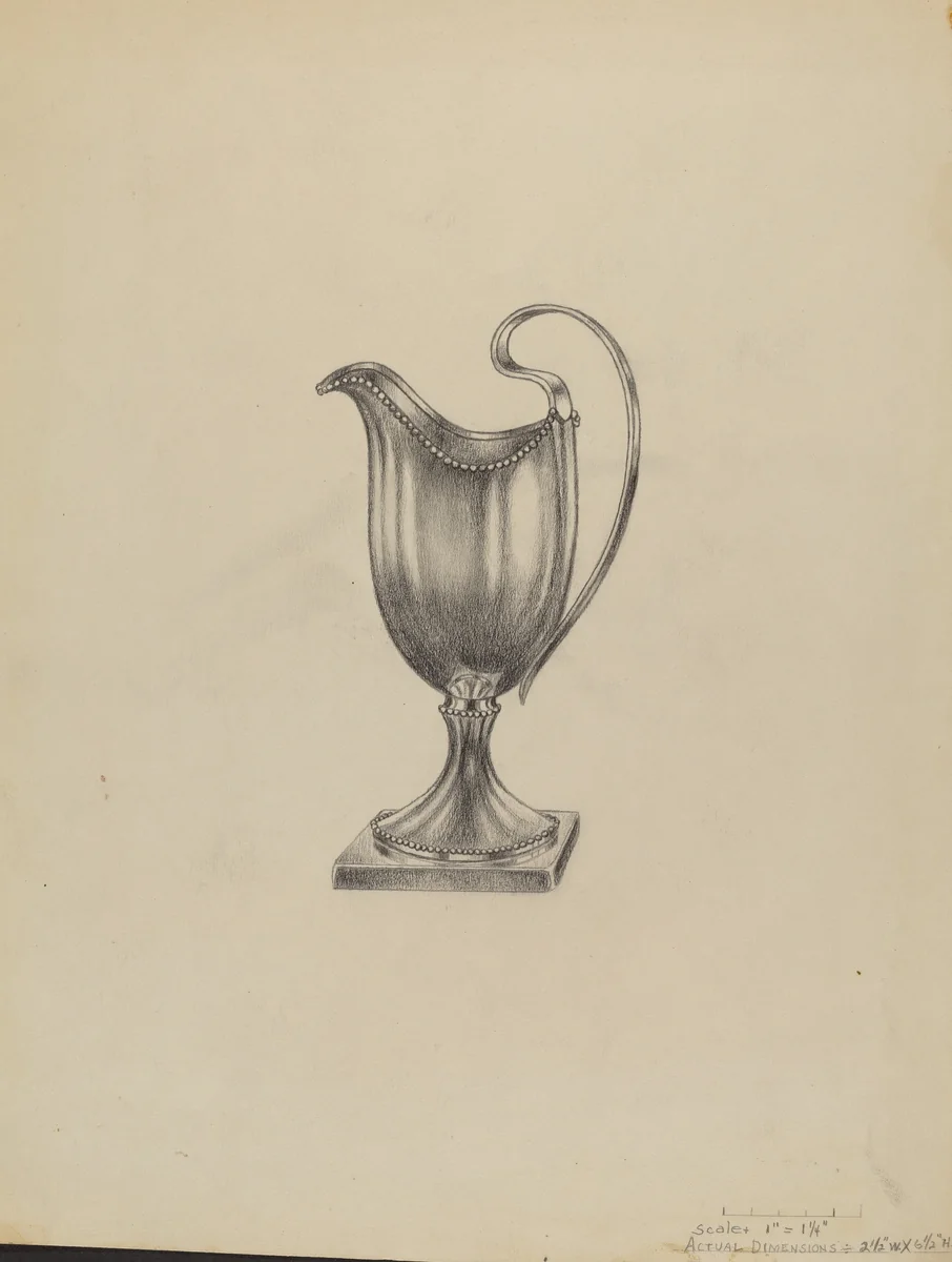 Silver Pitcher by Gerald Bernhardt, index of american design, 1935-1942
