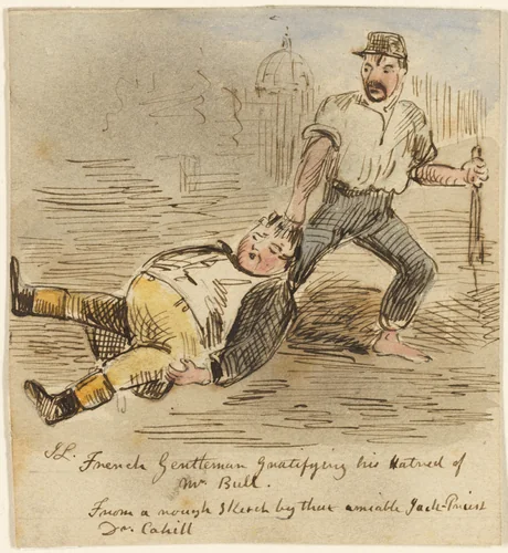 French Gentleman Gratifying His Hatred of Mr. Bull by John Leech, painting, 1837-1864