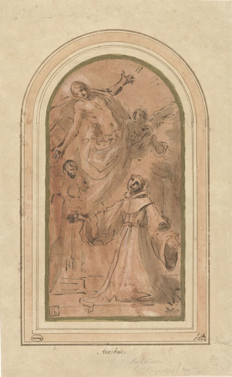 Christus verschijnt aan de zalige Giovanni da San Facondo by Giacomo Cavedone, drawing, 1601-1620