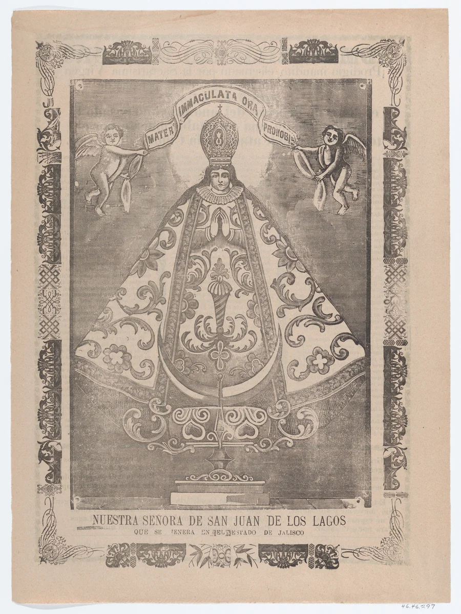 Broadsheet with image of Our Lady of San Juan de los Lagos, venerated in Jalisco by José Guadalupe Posada, print, 1910