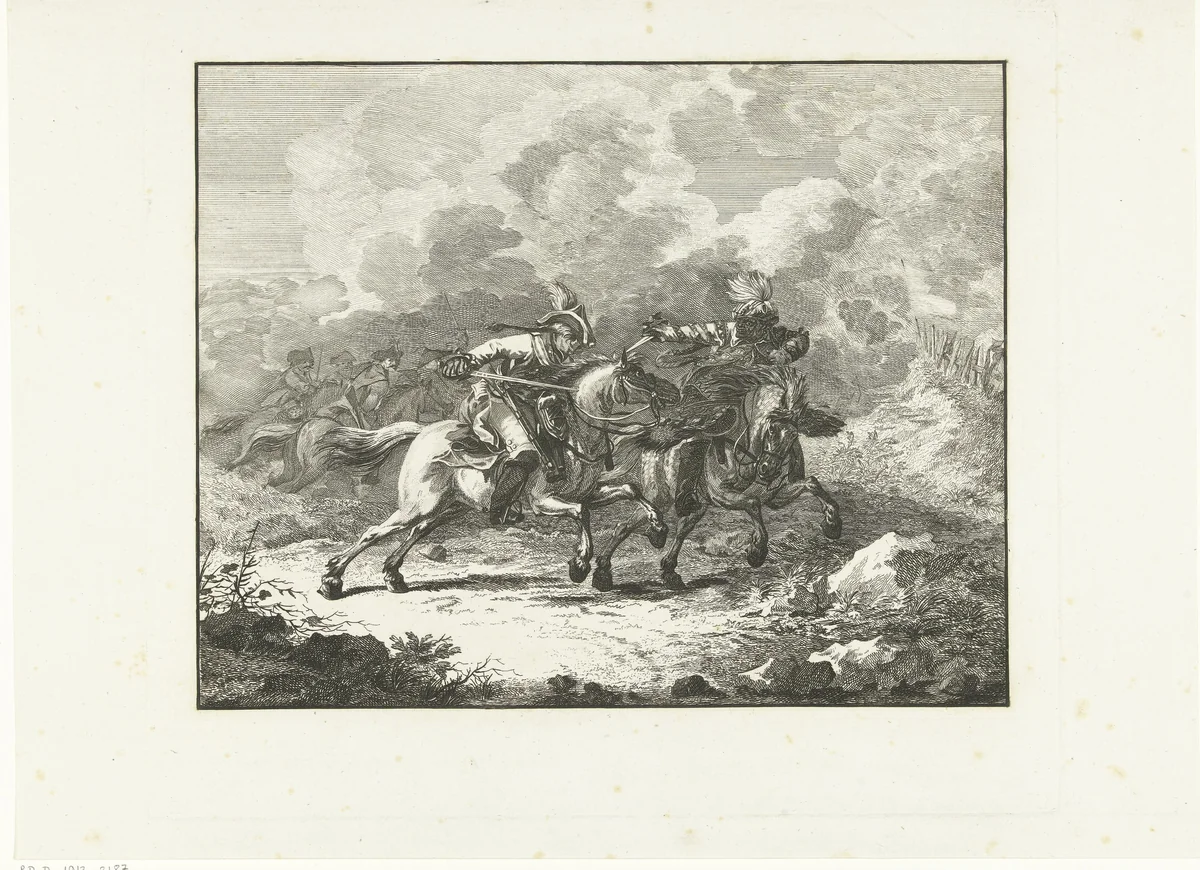 Ruitergevecht by Joannes Bemme, print, 1800-1841