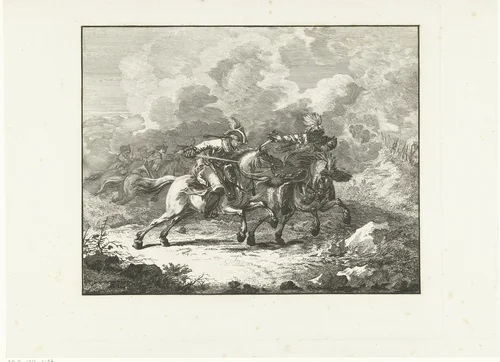 Ruitergevecht by Joannes Bemme, print, 1800-1841