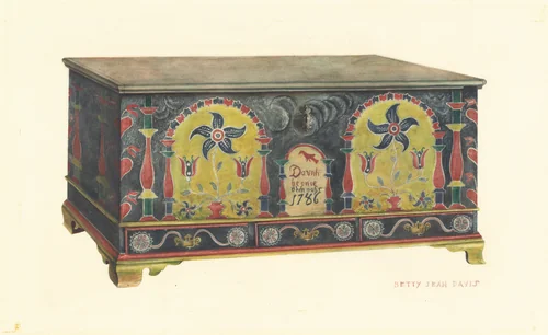 Pennsylvania German Chest by Betty Jean Davis, index of american design, 1935-1942