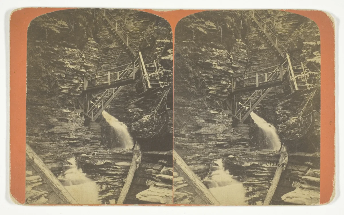 Central Gorge and Jacob's Ladder, stereo, No. 157 from the series "Havana Glen Scenery" by G. F. Gates, photograph, 1860-1899