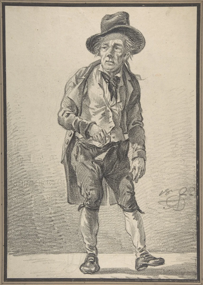 A Drunken Man Standing by Aleksandr Orlovsky, drawing, 1822