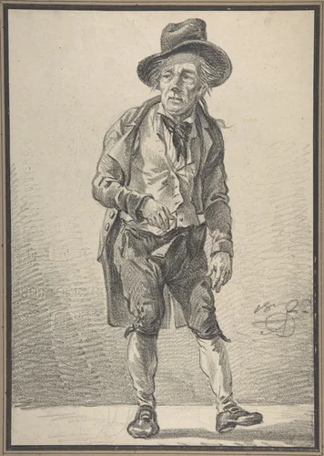 A Drunken Man Standing by Aleksandr Orlovsky, drawing, 1822