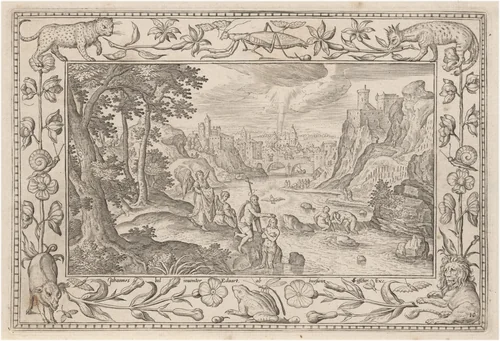 The Baptism of Christ by Adriaen Collaert, print, 1579-1589