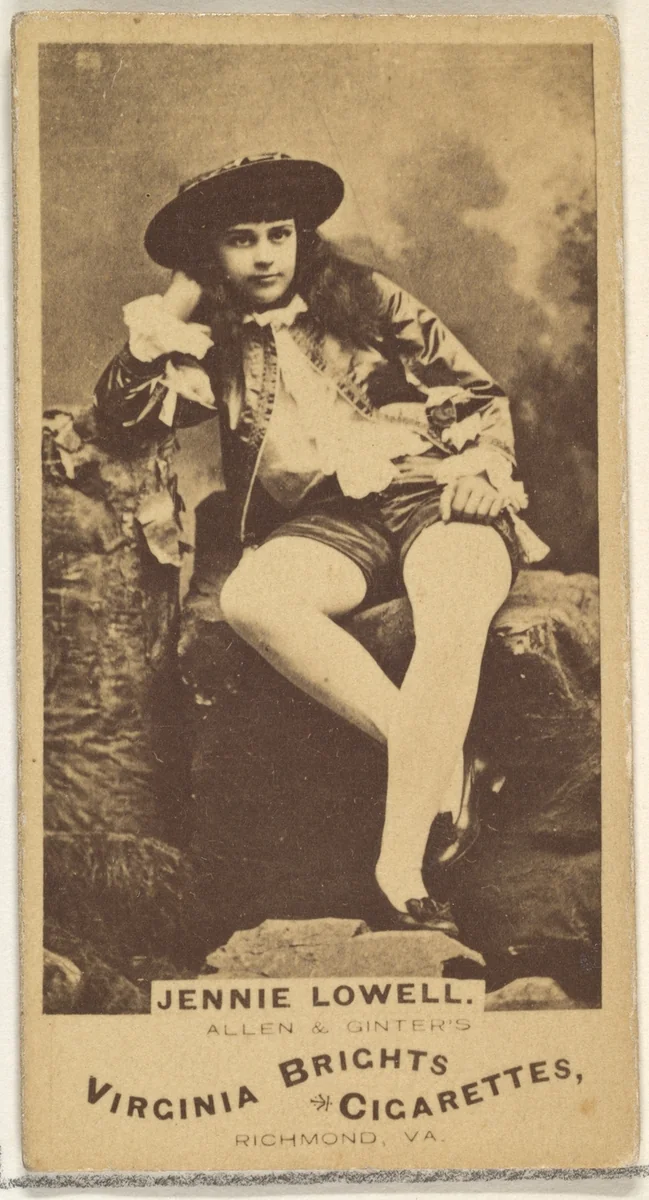 Jennie Lowell, from the Actors and Actresses series (N45, Type 1) for Virginia Brights Cigarettes by Allen & Ginter, photograph, 1885-1891