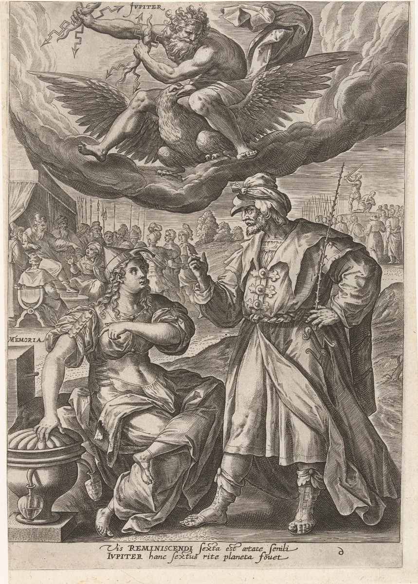 Ouderdom onder invloed van Jupiter by Unknown, print, 1581