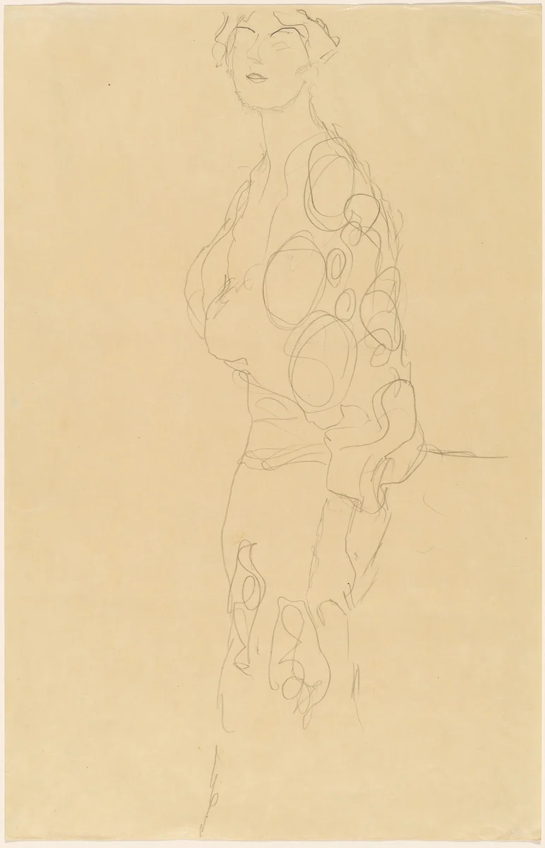 Standing Woman by Gustav Klimt, drawing, 1910