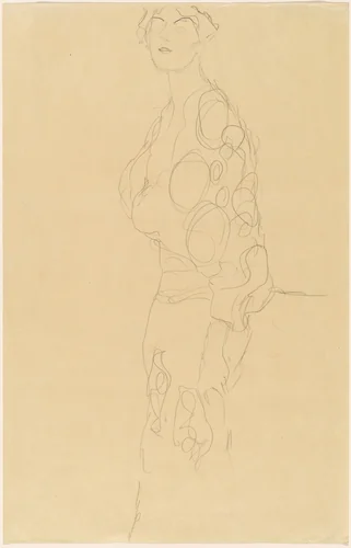 Standing Woman by Gustav Klimt, drawing, 1910