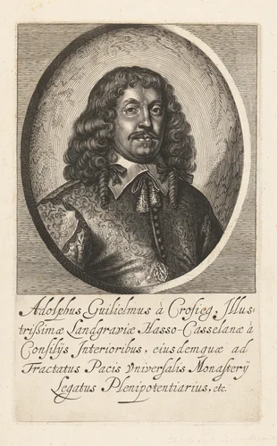 Portret van Adolf Wilhem von Krosigk gezant van graafschap Hessen-Kassel by Pieter de Bailliu, print, 1623-1660
