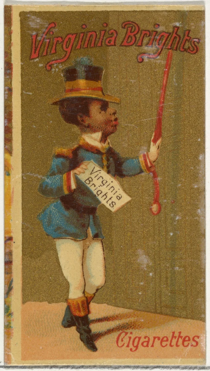 Caricatured Figure from the Girls and Children series (N64) promoting Virginia Brights Cigarettes for Allen & Ginter brand tobacco products by Allen & Ginter, print, 1886