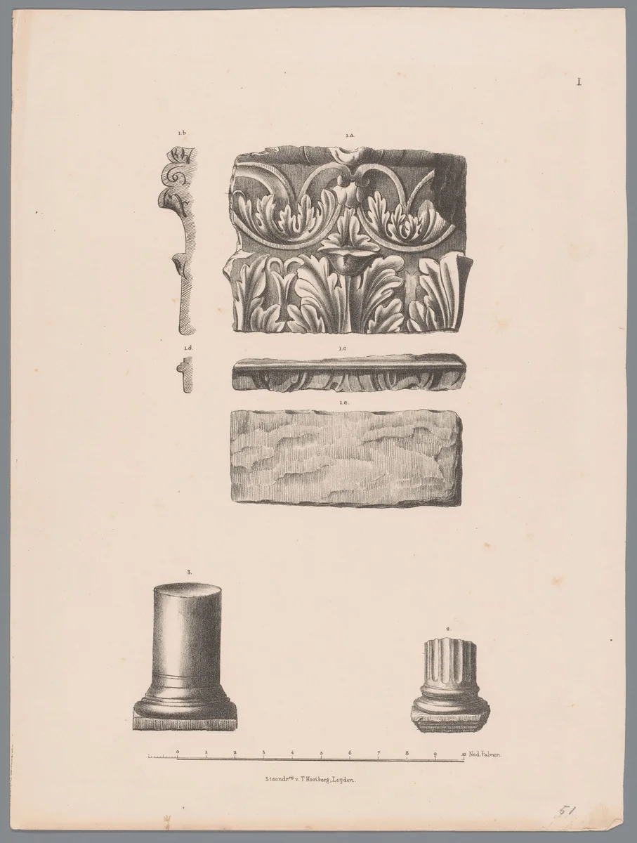 Bouwfragmenten, pl. I by Tiemen Hooiberg, print, 1843-1845