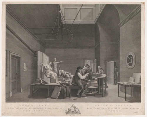 The Drawing Academy at the Felix Meritis Society in Amsterdam by Reinier Vinkeles, print, 1795-1805