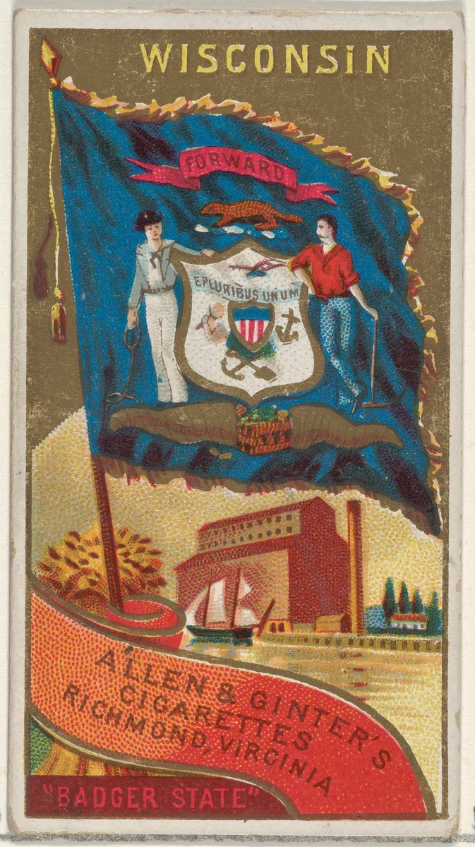 Wisconsin, from Flags of the States and Territories (N11) for Allen & Ginter Cigarettes Brands by Allen & Ginter, print, 1888