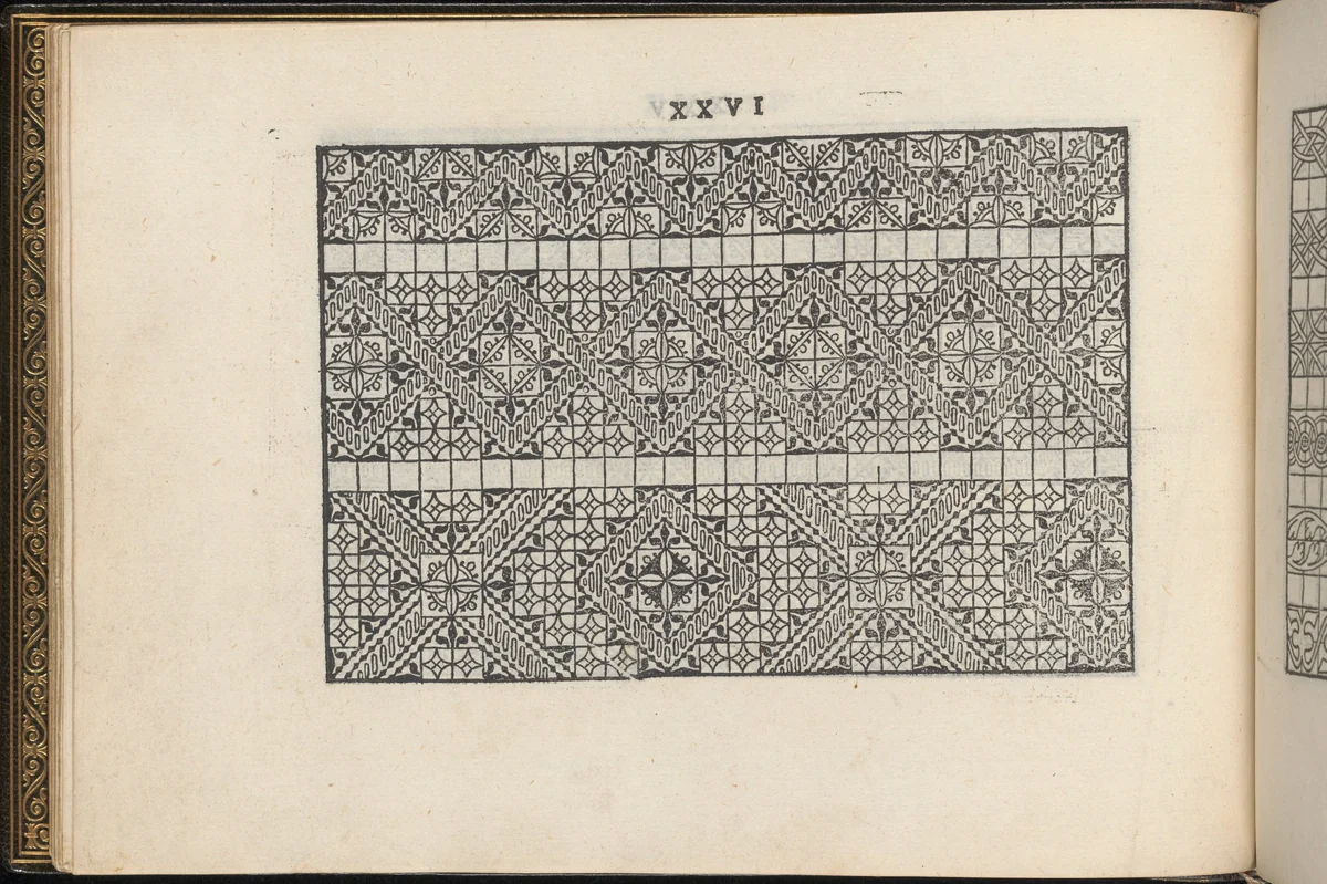 La Vera Perfettione del Disegno di varie sorti di recami, page 13 (verso) by Giovanni Ostaus, book, 1567