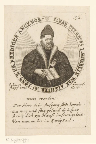 Portret van Ulrich Läderlin by anonymous, print, 1539-1600
