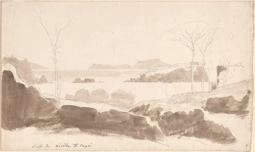 View of the Islands of Nisida and Capri by Friedrich Salathé, drawing, 1819