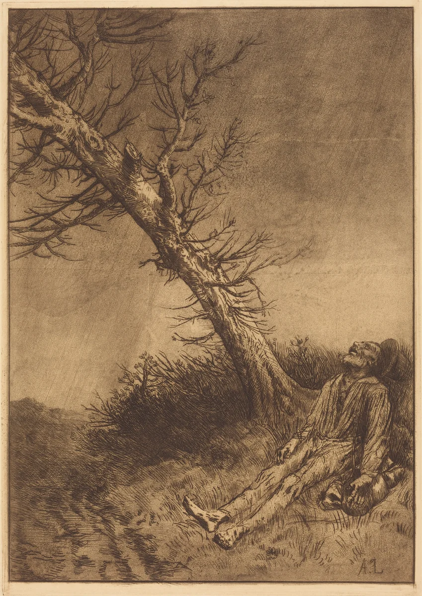 Death of the Vagabond (La mort du vagabond) by Alphonse Legros, print, 1837-1911