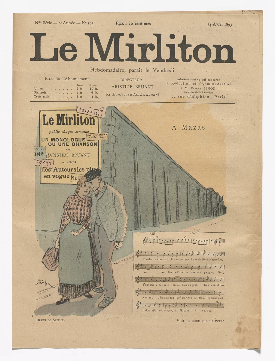Le Mirliton, no. 105 by Théophile-Alexandre Steinlen, periodical, 1893