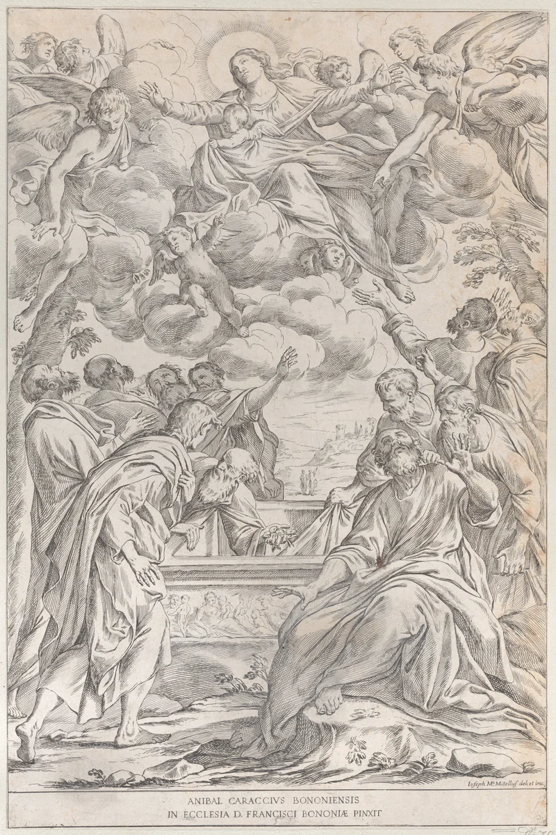 The Assumption of the Virgin, plate 3 from "Bononiensium Pictorum Celebrioris..." by Giuseppe Maria Mitelli, print, 1678