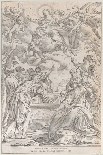 The Assumption of the Virgin, plate 3 from "Bononiensium Pictorum Celebrioris..." by Giuseppe Maria Mitelli, print, 1678