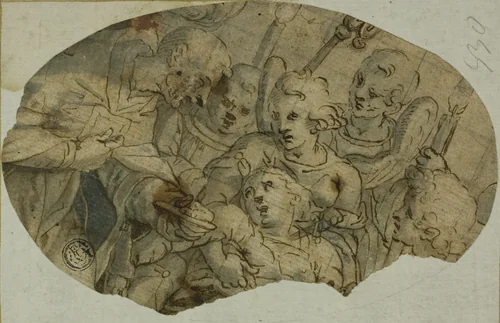 Monk Giving Last Communion by Giovanni Battista Paggi, drawing, 1575-1585