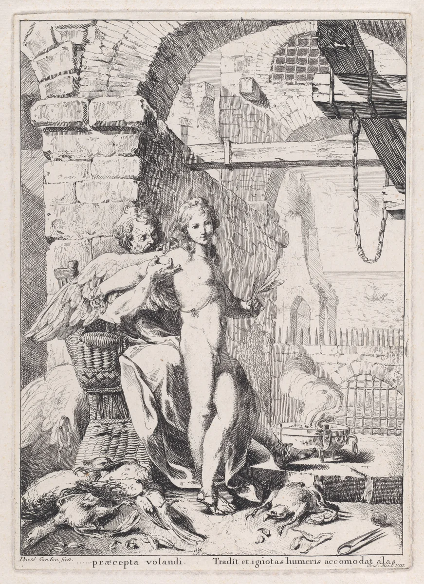 Icarus and Daedalus by Giovanni David, print, 1775