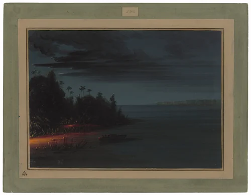 Spearing by Torchlight by George Catlin, painting, 1854-1869
