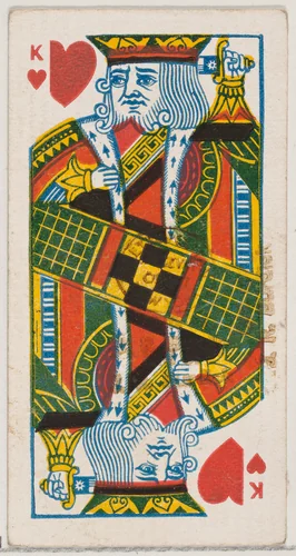 King of Hearts (red), from the Playing Cards series (N84) for Duke brand cigarettes by W. Duke, Sons & Co., print, 1888