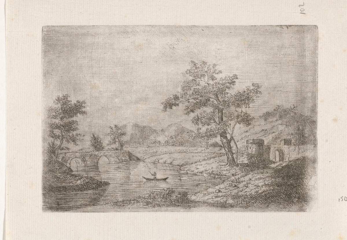 Rivierlandschap by Reinierus Albertus Ludovicus van Isendoorn à Blois, print, 1796-1856