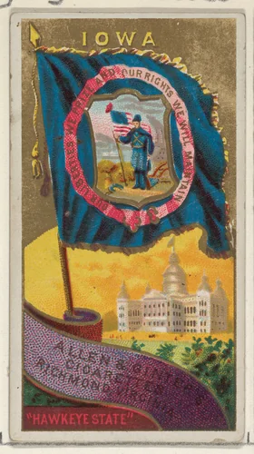 Iowa, from Flags of the States and Territories (N11) for Allen & Ginter Cigarettes Brands by Allen & Ginter, print, 1888
