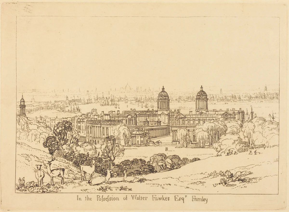 London from Greenwich by Joseph Turner, print, 1811