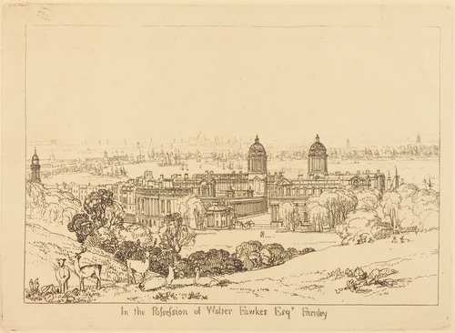 London from Greenwich by Joseph Turner, print, 1811