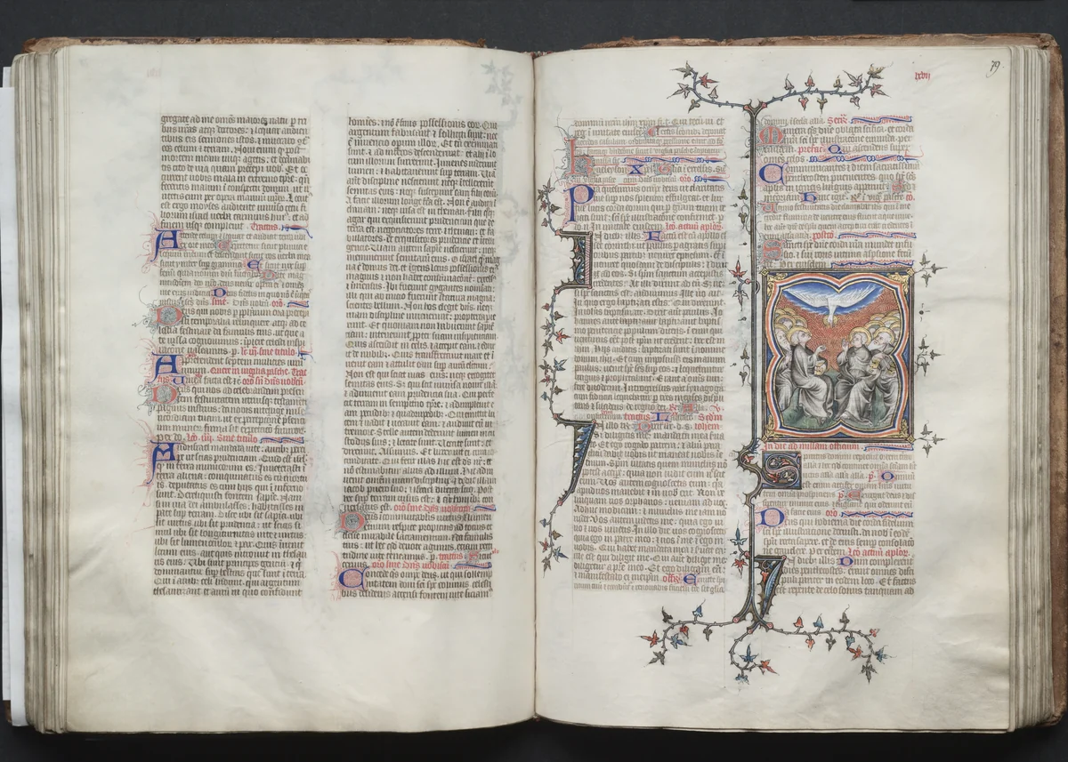 The Gotha Missal: Fol 79r, The Pentecost by Master of the Boqueteaux, book, 1370-1380