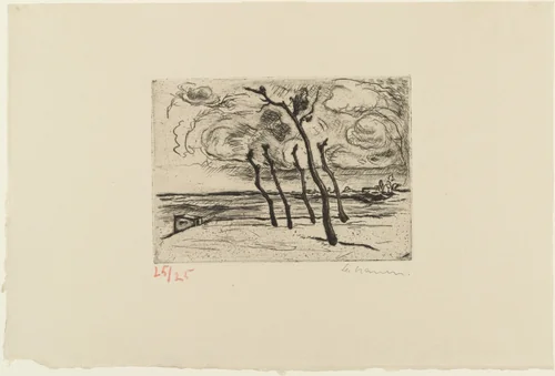 Landscape (Landschaft) by Heinrich Nauen, print, 1909