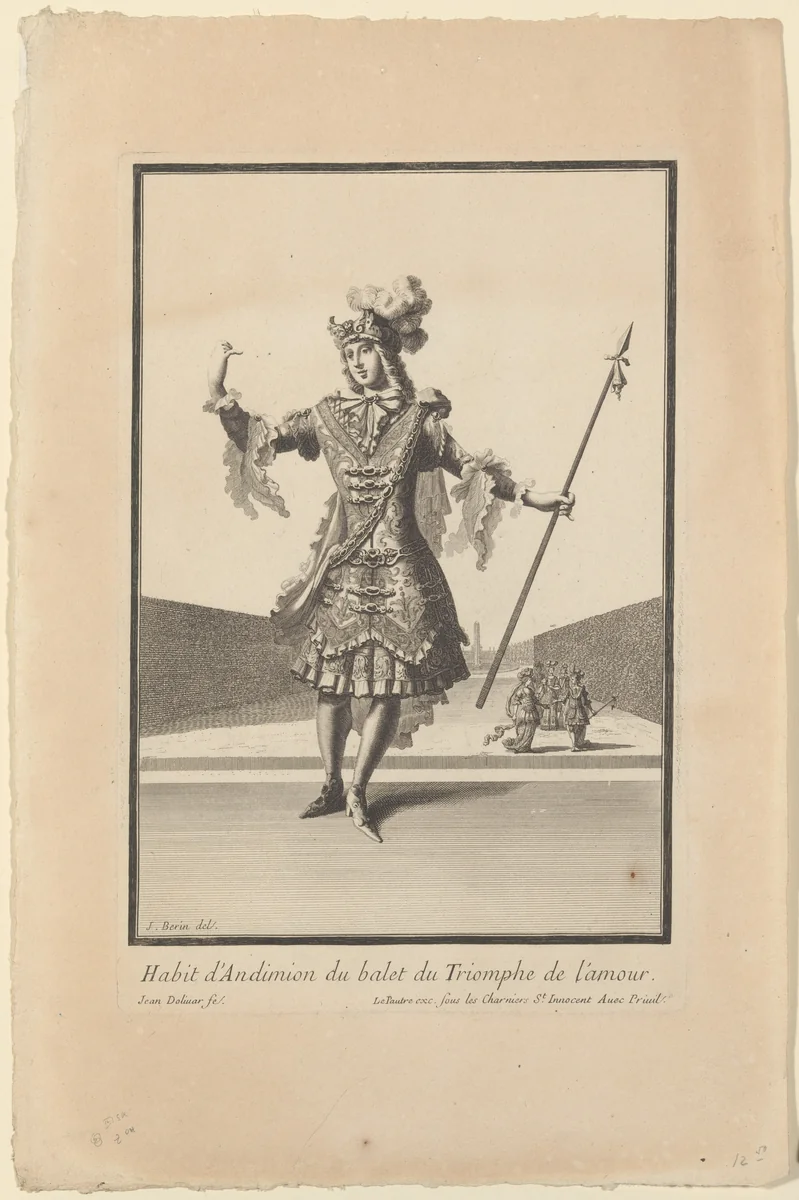 Costume of Endymion from the Ballet "Triumph of Love" (Habit d'Andimion du balet du 'Triomphe de l'amour) by Jean Berain, print, 1676-1686