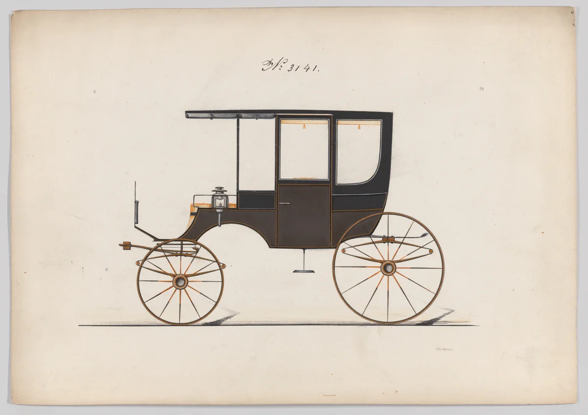 Design for 6 seat Rockaway, no. 3141 by Brewster & Co., drawing, 1875