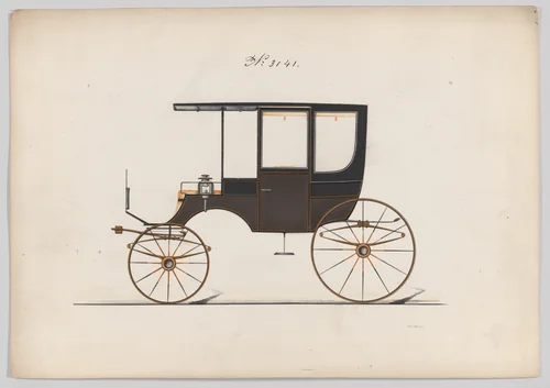 Design for 6 seat Rockaway, no. 3141 by Brewster & Co., drawing, 1875