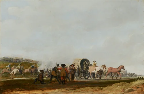Ambushing an Army Convoy by Pieter Post, painting, 1631