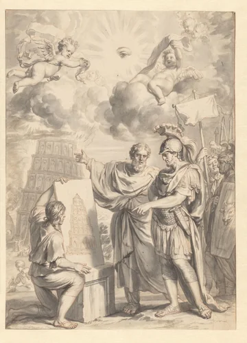 Frontispiece Design for Turris Babel, sive Archontologia by Gerard de Lairesse, drawing, 1679
